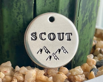 Personalized Hand Stamped Pet Tag Dog Name Tag Custom Dog Tag Dog ID Tag Personalized Pet Tag Cat Tag Cat Collar Tag Cat ID Tag Mountain