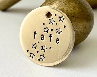Hand Stamped Starry Night Pet Tag - Custom Dog or Cat Tag
