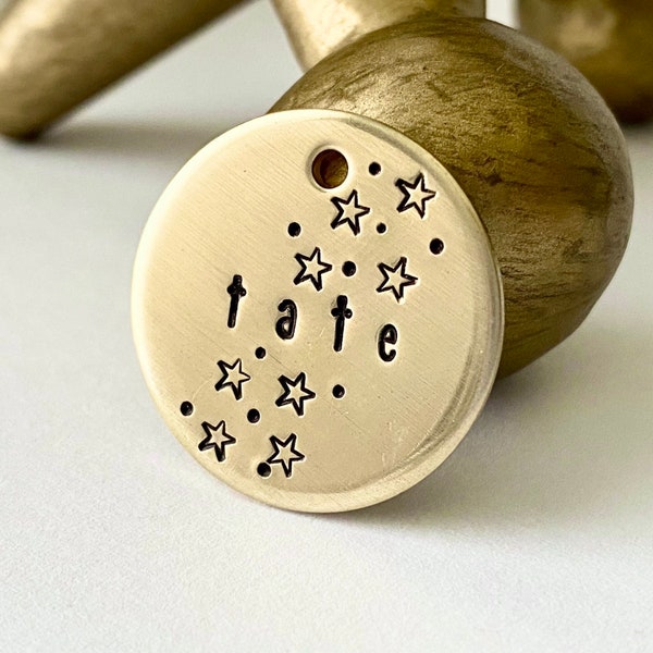Hand Stamped Starry Night Pet Tag - Custom Dog or Cat Tag