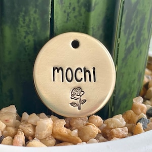 Simple Rose Dog Tag, Valentine’s Day, Hand Stamped Dog Tag, Valentine’s Dog Tag, Custom Pet Tag, Personalized Dog Tag