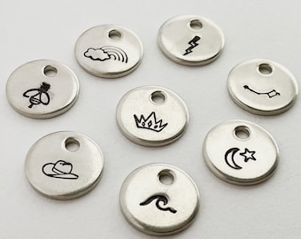 Hand Stamped Mini Charm Tag, Custom Pet Tag