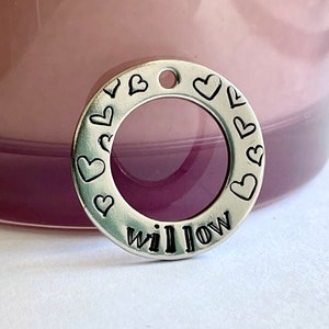 Hearts Washer Dog Tag, Valentine’s Day, Hand Stamped Dog Tag, Valentine’s Dog Tag, Custom Pet Tag, Personalized Dog Tag