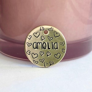 Hearts Dog Tag, Valentine’s Day, Hand Stamped Dog Tag, Valentine’s Dog Tag, Custom Pet Tag, Personalized Dog Tag