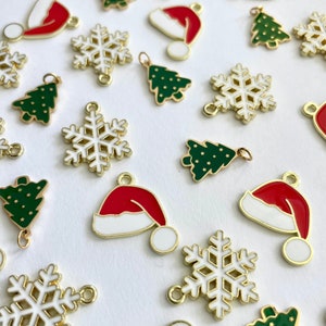 Christmas Winter Holiday Charms, Santa Hat Charm, Snowflake Charm, Christmas Tree Charm, Charms for Dogs, Dog Tag Charm
