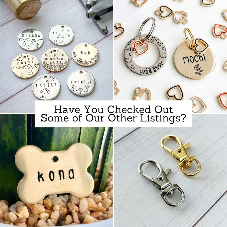 Simple Custom Hand Stamped Dog Tag, Dog Tags for Dogs, Pet Id Tag, Personalized Dog Tag, Stamped With Wonder, Dog Tags for Dogs Personalized image 9