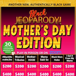 Black Jeoparody! - Mother&#39;s Day - Virtual Zoom Game - PowerPoint Game - Family Trivia Game