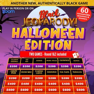 Black Jeoparody! - Halloween Edition - Virtual Zoom Game - PowerPoint Game - Family Trivia Game