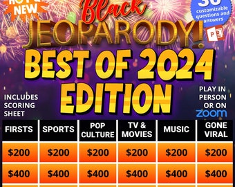 Black Jeoparody! - Best of 2024 - African-American Culture - Family and Friends Fun - PowerPoint Game!