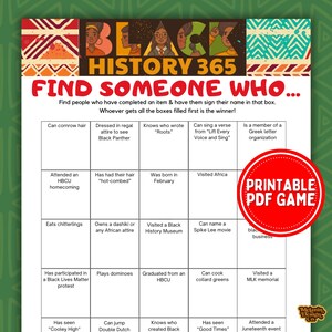 Black History Game Find Someone Who... Group Activity Office Games Fun ...