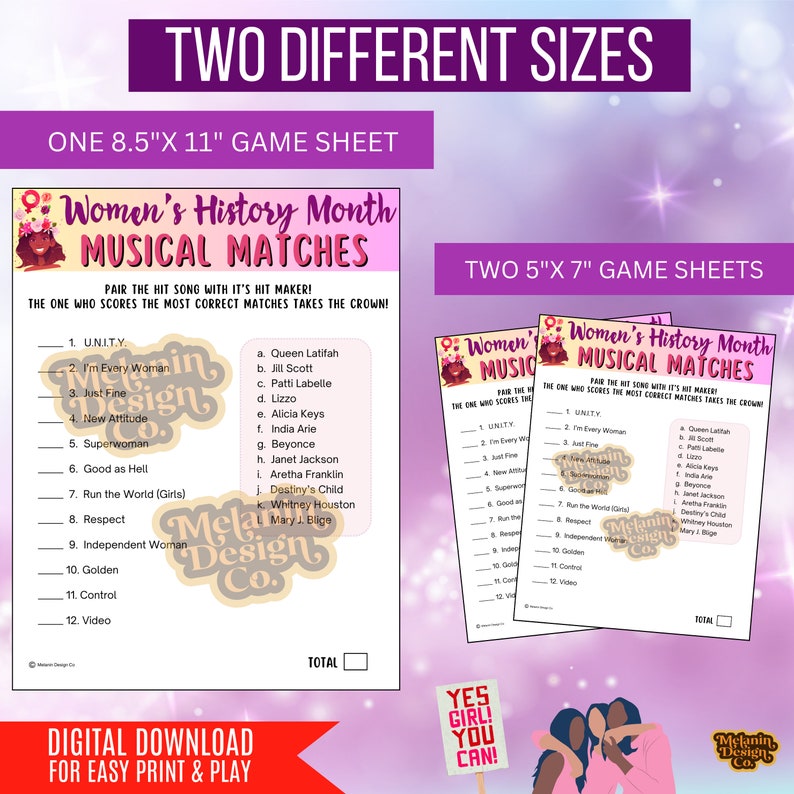 Singer Matching Game Women's History Month Game - Musical Matches| Group Activity | Office ...