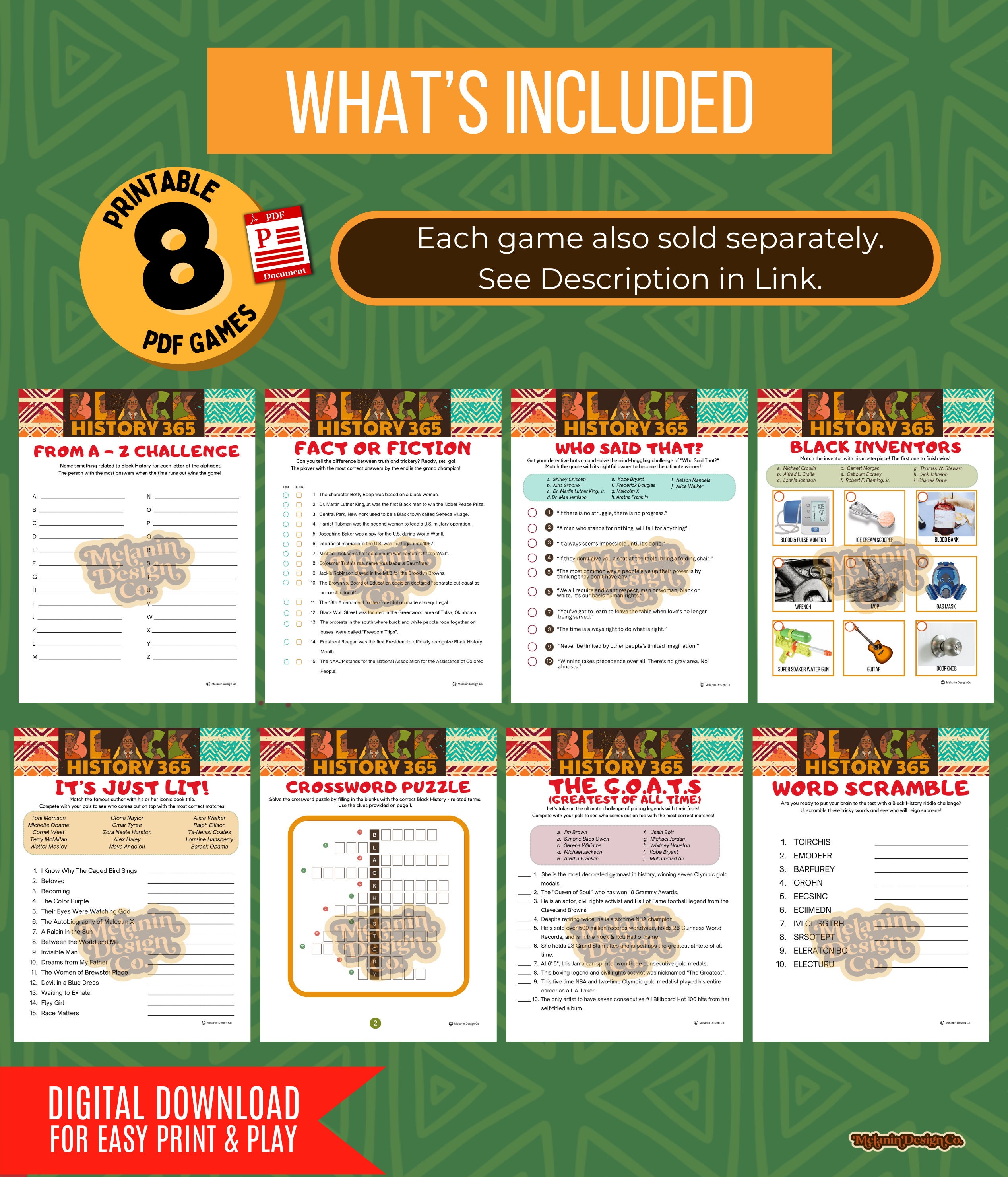 Black History ULTIMATE Game Bundle - Black Jeoparody! & 8 Printable Games | Office Games | Team ...