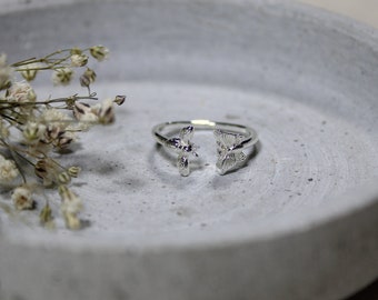 Ring Edelstahl, Ring mit Schmetterling, Geschenkidee für Freundin, Statement Ring, Ring Edelstahl Silber, Silberschmuck, Fantasieschmuck