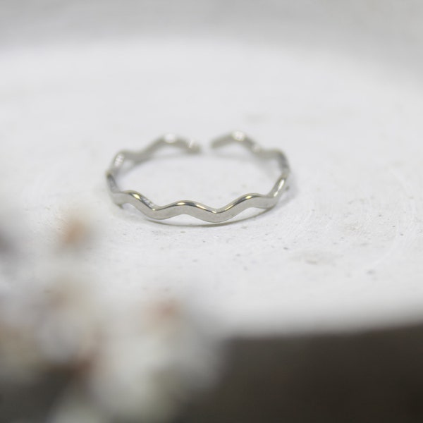 Stapelring Edelstahl Silber, Größenverstellbarer Edelstahl Ring