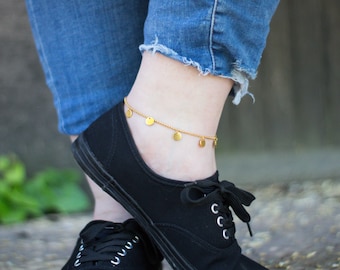 Anklet LANG - Coins gold-plated