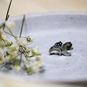 Stainless steel ear studs silver, silver jewelry, ear studs stainless steel, ear studs moon, earring moon, moon, half moon, moon, half moon, stainless steel