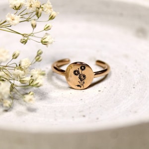 Ring Stainless Steel Rose Gold, Statement Jewelry, Statement Ring, Women&#39;s Signet Ring, Signet Ring, Goose Flower, Ring Goose Flower, Gift for Girlfriend