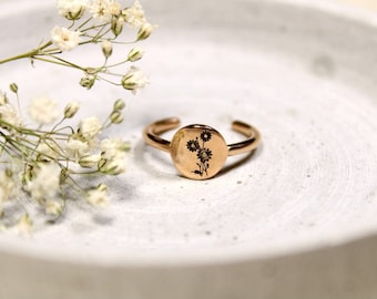 Ring Stainless Steel Rose Gold, Statement Jewelry, Statement Ring, Women's Signet Ring, Signet Ring, Goose Flower, Ring Goose Flower, Gift for Girlfriend