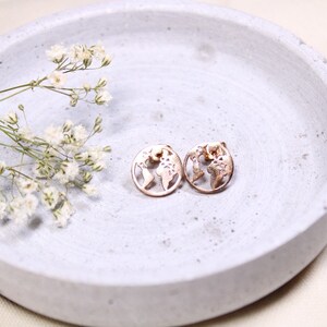 Edelstahl Ohrstecker Roségold, Ohrstecker Roségold, Weltkugel, Welt, world map, Edelstahlschmuck, Geschenk für Freudin, travel love, travel