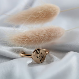 Ring Stainless Steel Rose Gold, Statement Jewelry, Statement Ring, Women&#39;s Signet Ring, Signet Ring, Ranunculus, Ring Ranunculus, Gift for Girlfriend