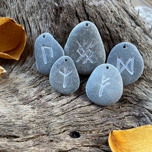 Custom Handmade Runes | Engraved Slate made to Order  | Nordic Viking Pendant
