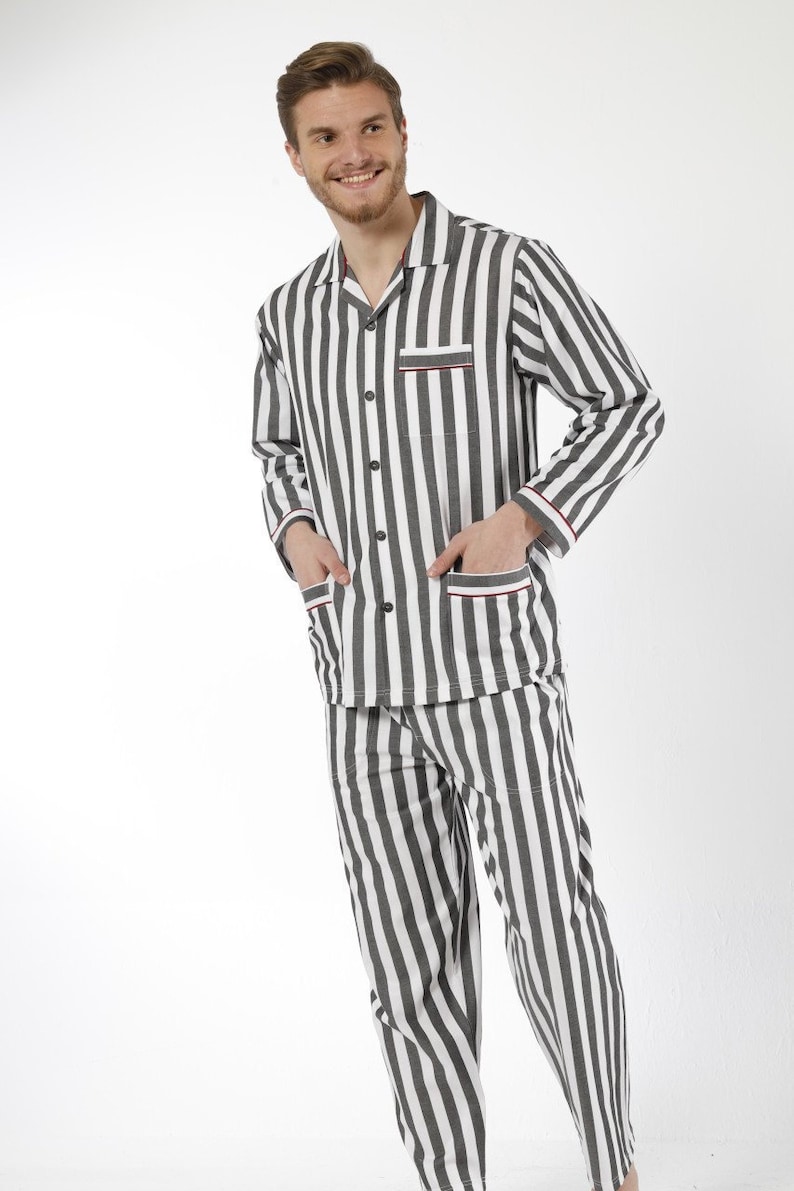 Kocabey Vintage 70s Mens Striped Pajamas . Pjs Printed Cotton Etsy