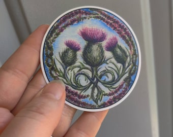 Scottish thistle vinyl waterproof sticker Celtic knot matte finish