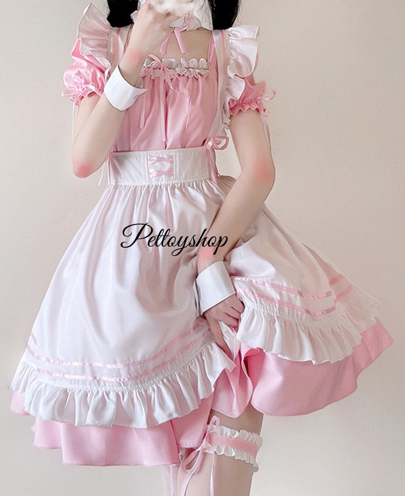 Sexy Cosplay Maid Costume Anime Women French Schoolgirl Maid Outfit Dress Cute Pink Princess Lolitafashion Dress Plus Size Maid Cosplay Gown 