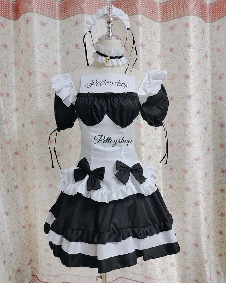 Cute Cosplay Maid Costume Dress Anime Women French Maid Outfit Sweet Lolitafashion Dress Schoolgirl Princess Dresses Birthday Gift for Her 