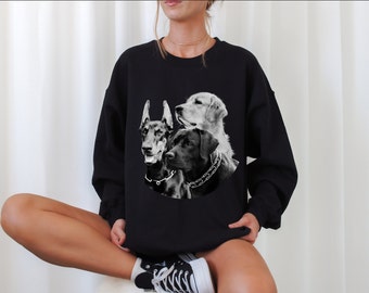 Hunde Sweatshirt, Dobermann, Labrador, Weihnachtsgeschenk, Hundeliebhaber, Hundemama Geschenk, 90er Stil, 90er Jahre Mode, Unisex Heavy Blend Crewneck Sweatshirt