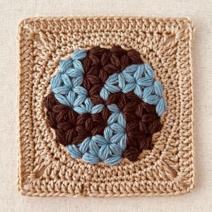 68 Spiral Round Square Motif | Jasmine Stitch | Granny Square | Crochet Pattern