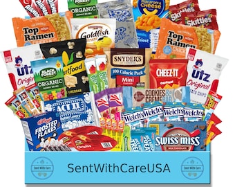 American Snack Box Candy Gift Box - College Care Package For Him, For Her | Snack Basket Gift | Freshman Survival Kit | College Gifts Card