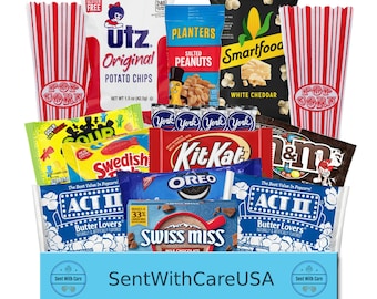 Family Movie Night Geschenkbox | Film Snacks Box Party | Ideen für Date Night, Geschenk für Freund Geschenke für Freundin | College Care Paket