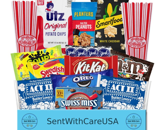 Family Movie Night Gift Box | Movie Snacks Box Party | Ideas For Date Night, Gift For Boyfriend Gifts For Girlfriend | College Care Package