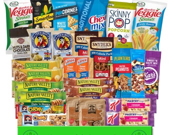 Healthy Snack Box | Healthy Gift Box for Kids | College Care Package | Study Food, Brain Food | Natural Snacks, Granola Bars, Mixed Nuts Box