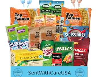 Sick Care Paket | Gute Besserung Pflegepaket | Flu & COVID Care Paket | Feel Better Geschenkbox | Erkältung und Flur Sick Kit | Geschenk für Kranke