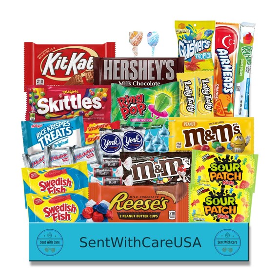 100 PERSONALISED American Sweets Gift Box USA Candy Airheads Laffy  CHRISTMAS