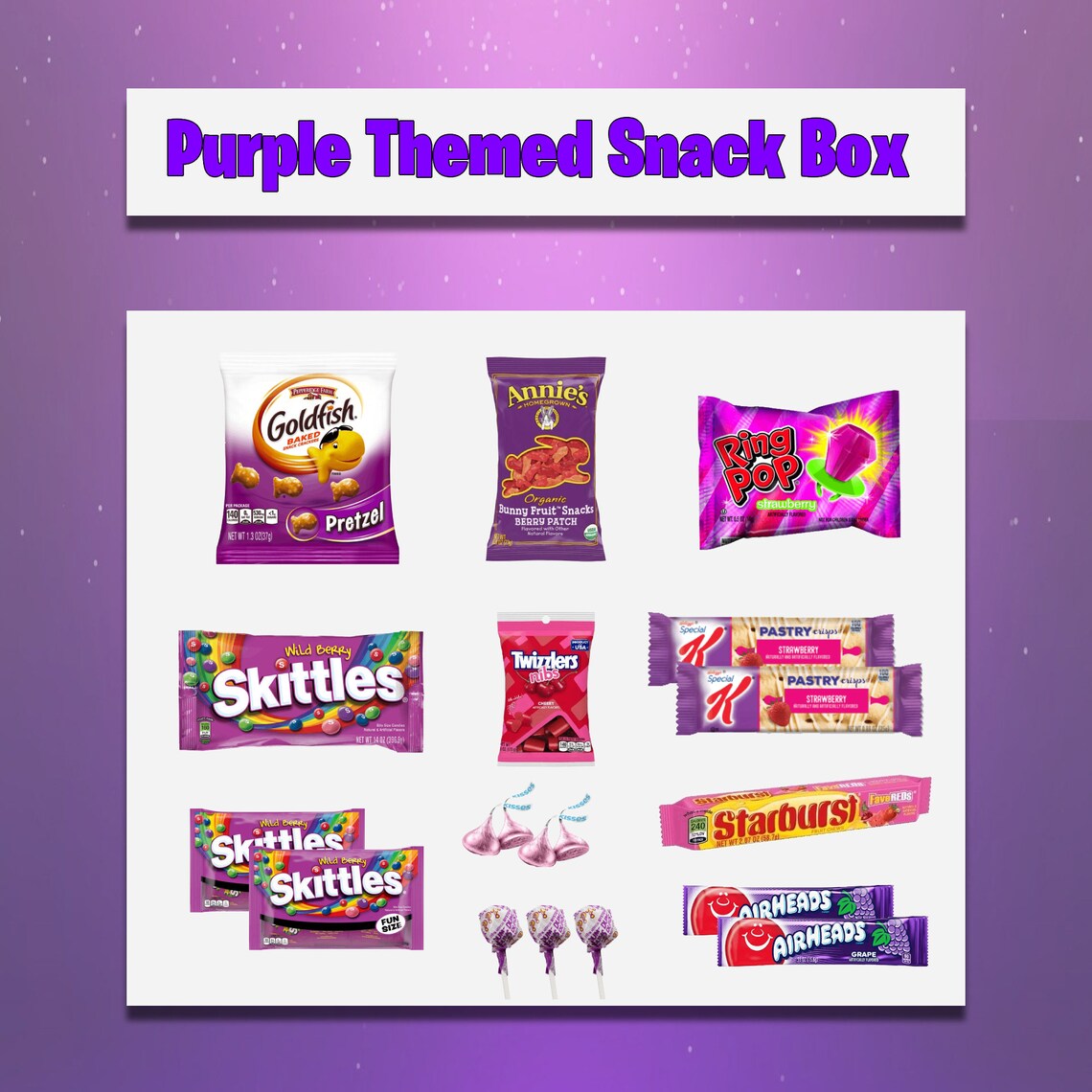 Purple Gift Box Purple Themed Snack Care Package Thinking Etsy