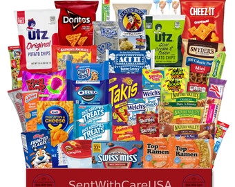 Snack Care Package & Snack Box | American Snack Box Candy Box | College Care Package For Her, For Him | College Snackbox Snack Gift Basket