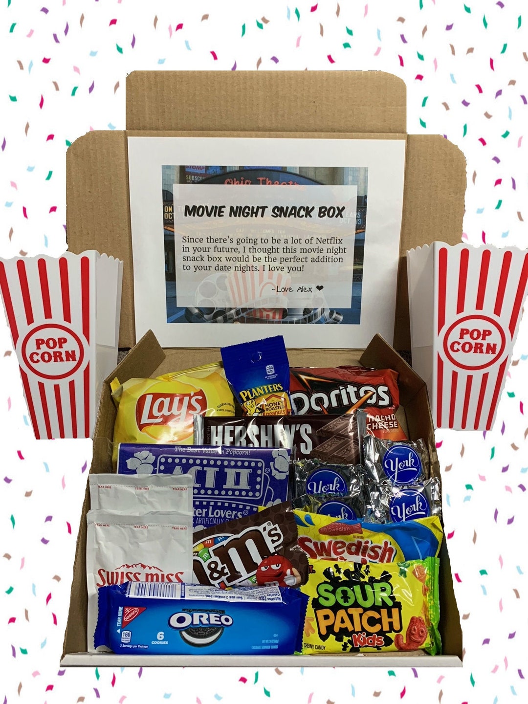 Customizable Movie Night Snack Box Family Game Night Care Etsy