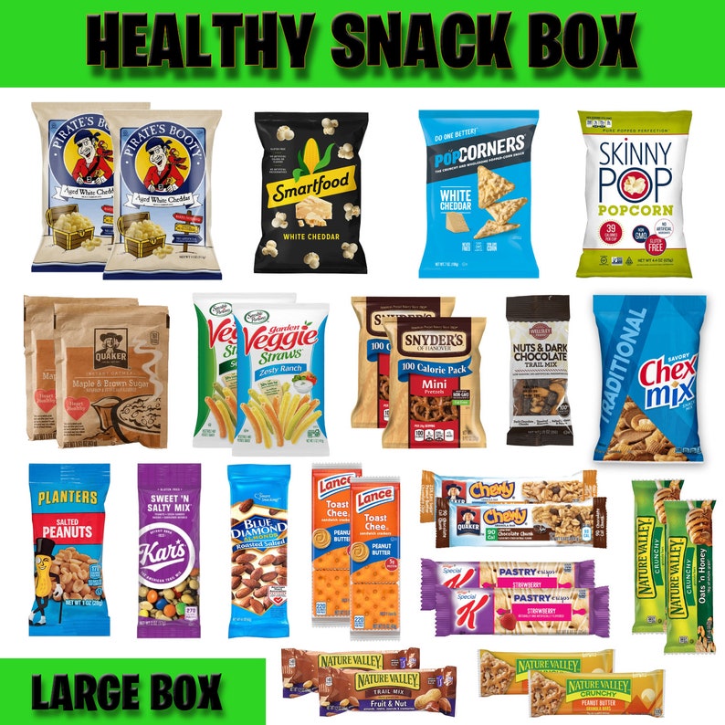 Healthy Snack Box Healthy Gift Box for Kids College Care Package Study Food, Brain Food Natural Snacks, Granola Bars, Mixed Nuts Box image 3