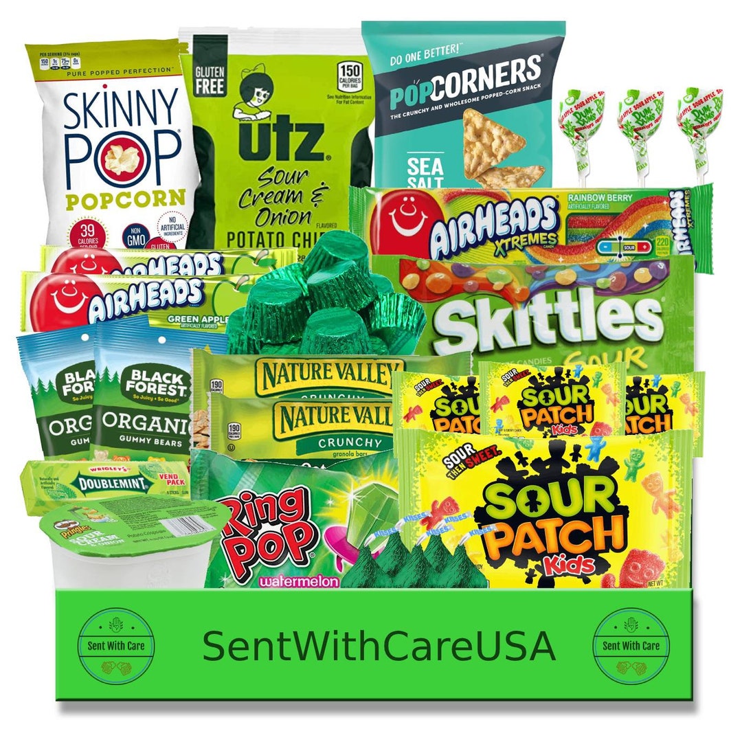 Green Gifts Box Green Snacks Care Package Gift Box Irish Party Shamrock  Green Candy Green Birthday Gifts Green Gift Bag for Women 