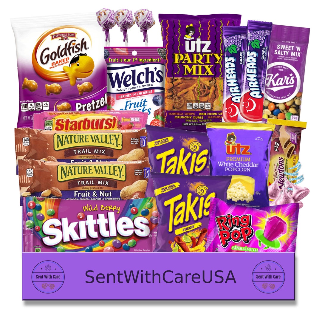 Purple Gift Box Purple Themed Snack Care Package Thinking Of You Easter purple-gift-box-purple-themed-snack-care-package-thinking-of-you-easter