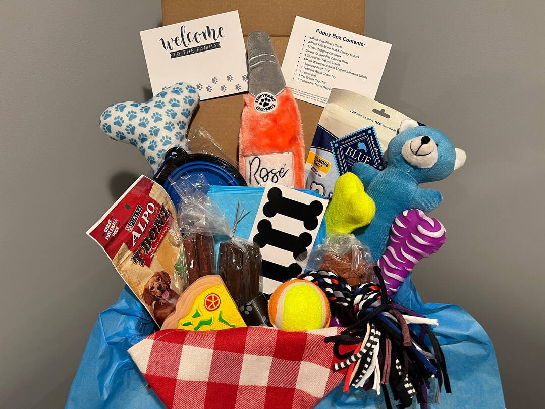 New Puppy Gift Box New Owner Dog Gift Basket Welcome Home New Dog Adoption  Gift Dog Mom Gift Puppy Care Package Dog Treat Toy Box 