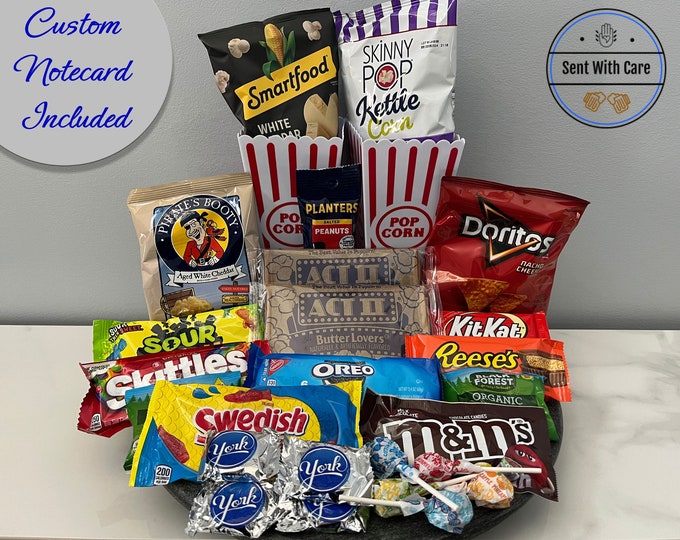 Create Your Movie Night Gift Box Date Night Candy Box | Popcorn Snacks Candy Cookies Teen Gift | Custom Movie Party Snack Box for Adults