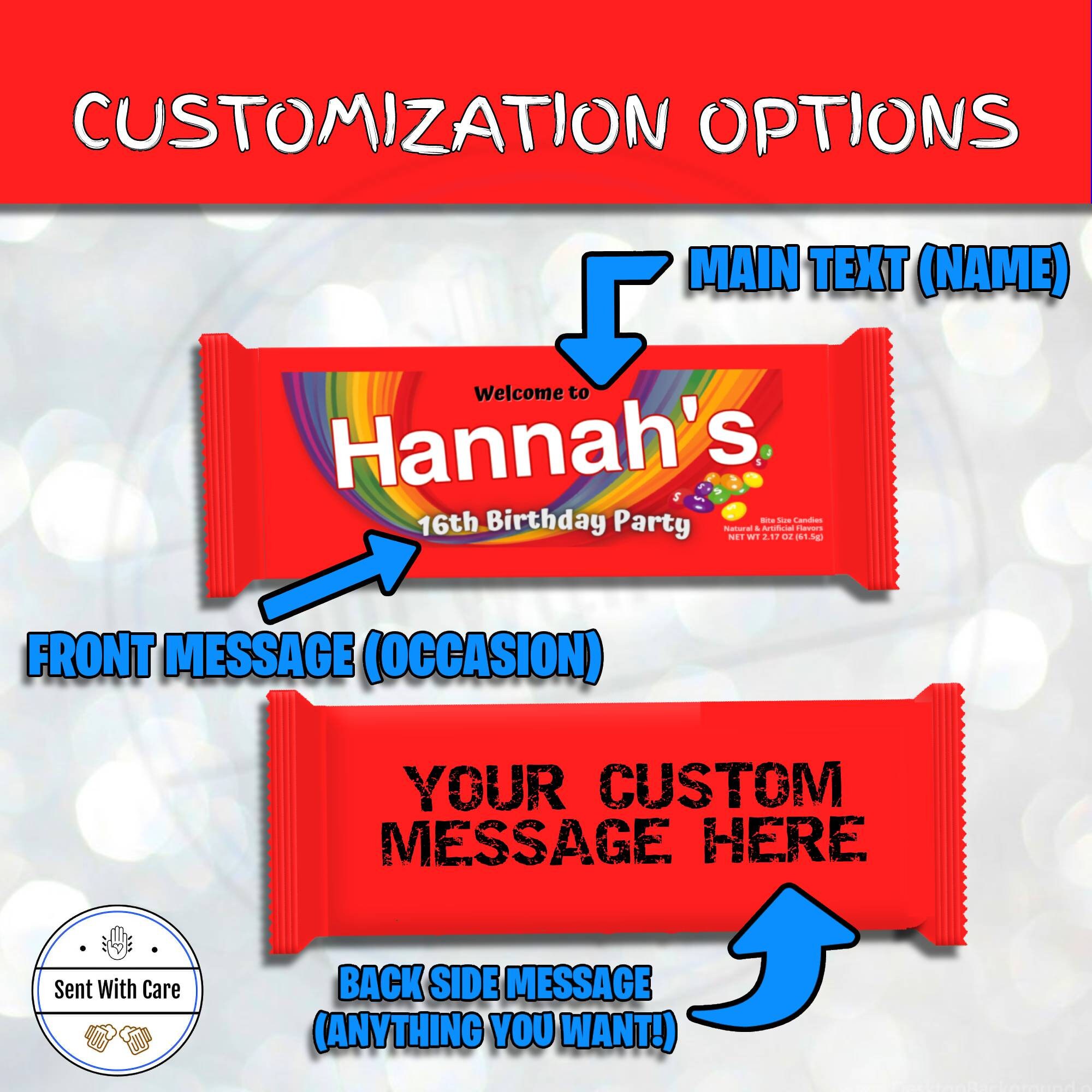 Custom Candy Bar Skittles Wrapper Personalized Skittles Bag - Etsy