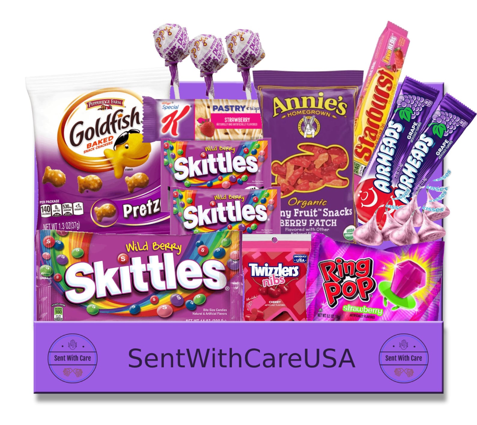 Purple Gift Box Purple Themed Snack Care Package Thinking Etsy