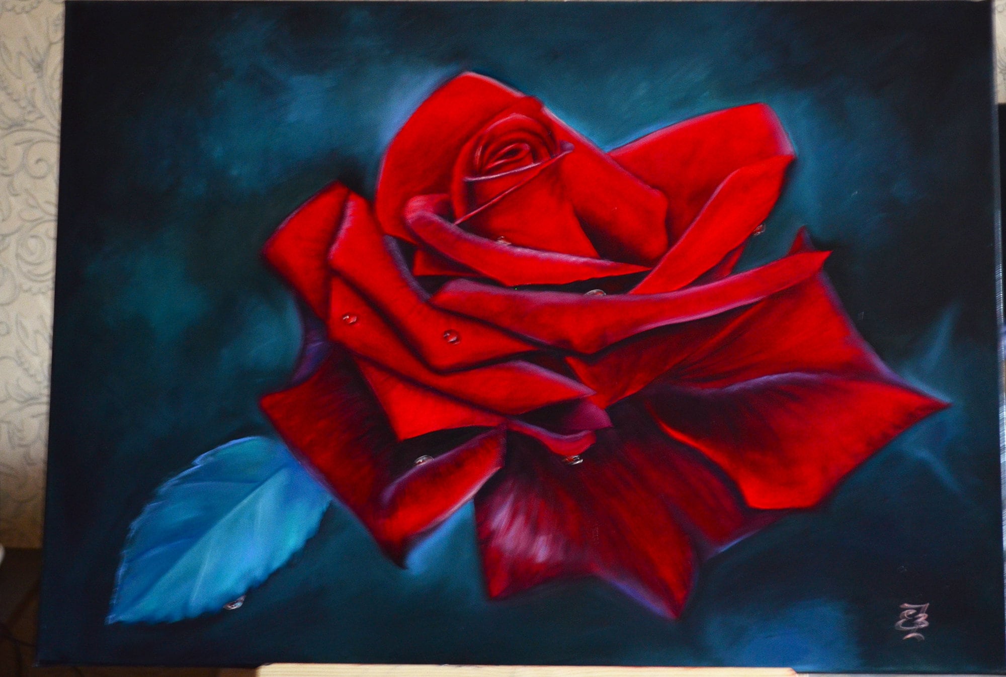 Red Rose original oil painting on canvas modern Art Etsy