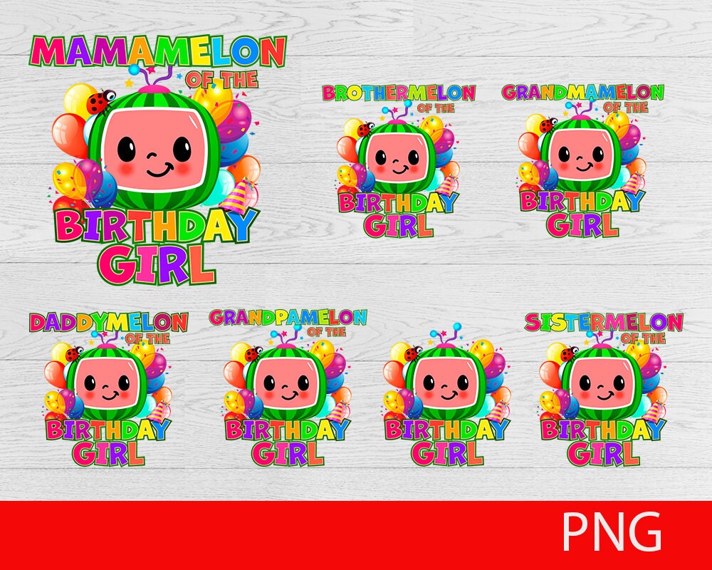 family Birthday girl PNG, Cocomelon, Watermelon, Instant Download t-s…
