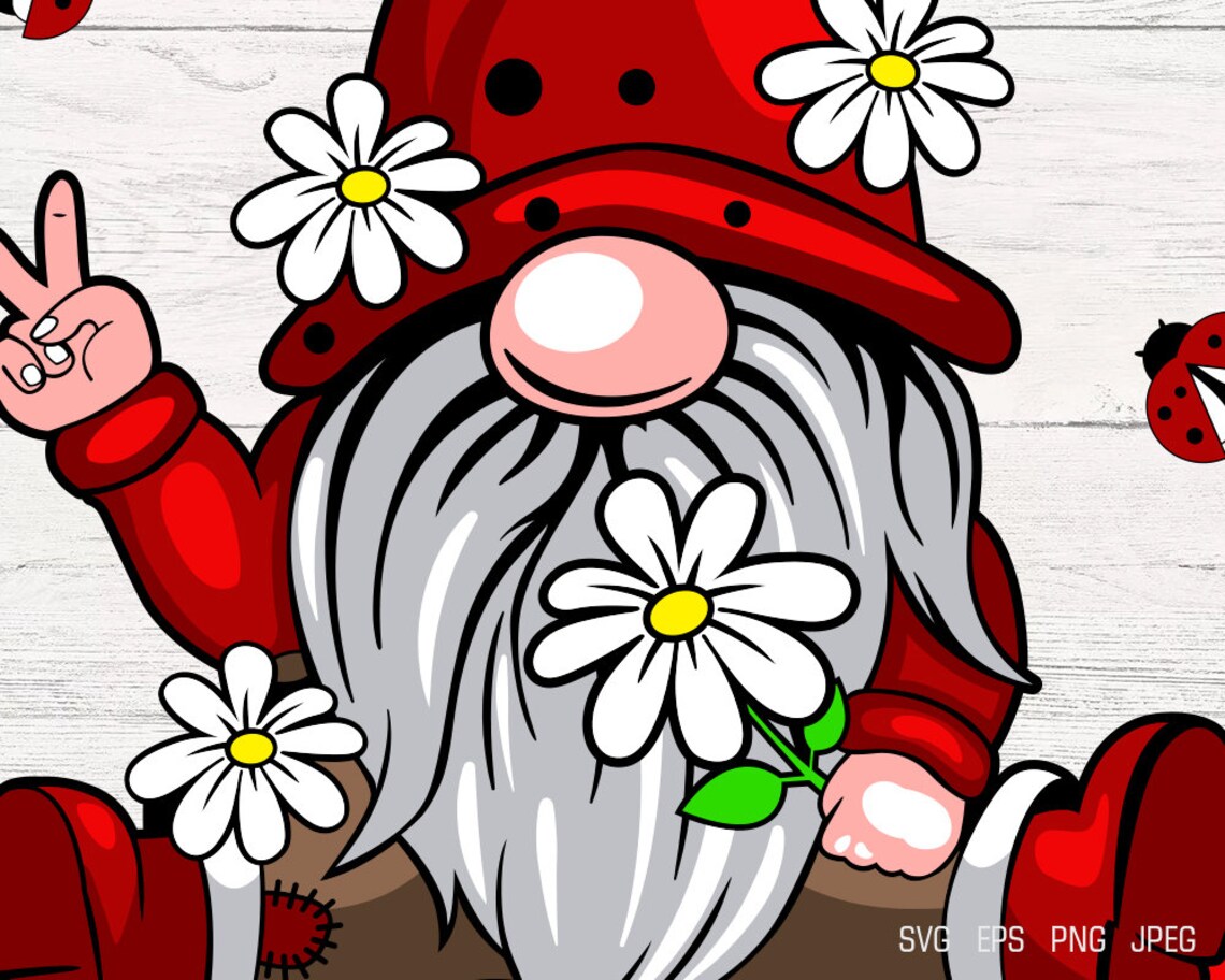 Hippie Gnome SVG Let It Be Peace Hand Sign Scatter Kindness | Etsy Canada