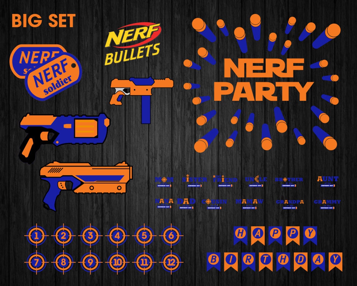 Download Nerf Birthday party Nerf SVG PNG digital files include cut | Etsy